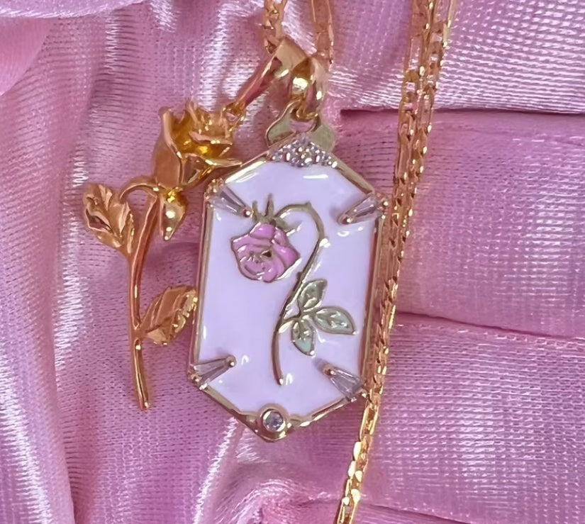 Retro Double Rose Pendant Necklace For Women