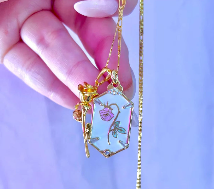 Retro Double Rose Pendant Necklace For Women