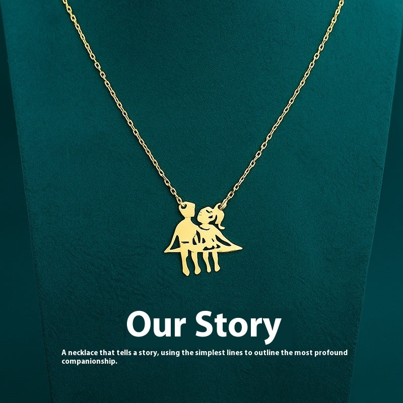 Fashion Stainless Steel 18K Gold Men And Women Couple Ins Style Necklace